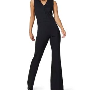 Spanx Perfect Sleeveless Wide Led Jumpsuit in Black size M medium flare zip up
